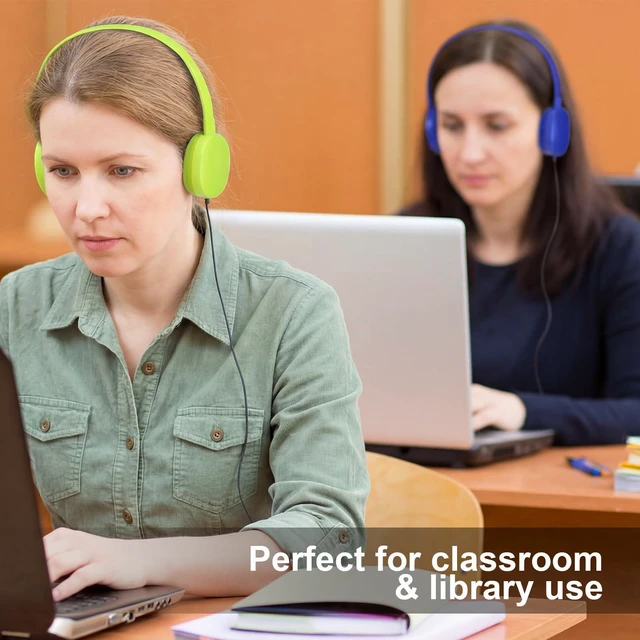 Alt view image 6 of 6 - 30 Pack Wired On-Ear Headphones with Stereo Headband | Bulk Wired Headphones for Schools, Laptops, Tablets, Travel and Airplane Use, with Adjustable Fit for Everyday Listening