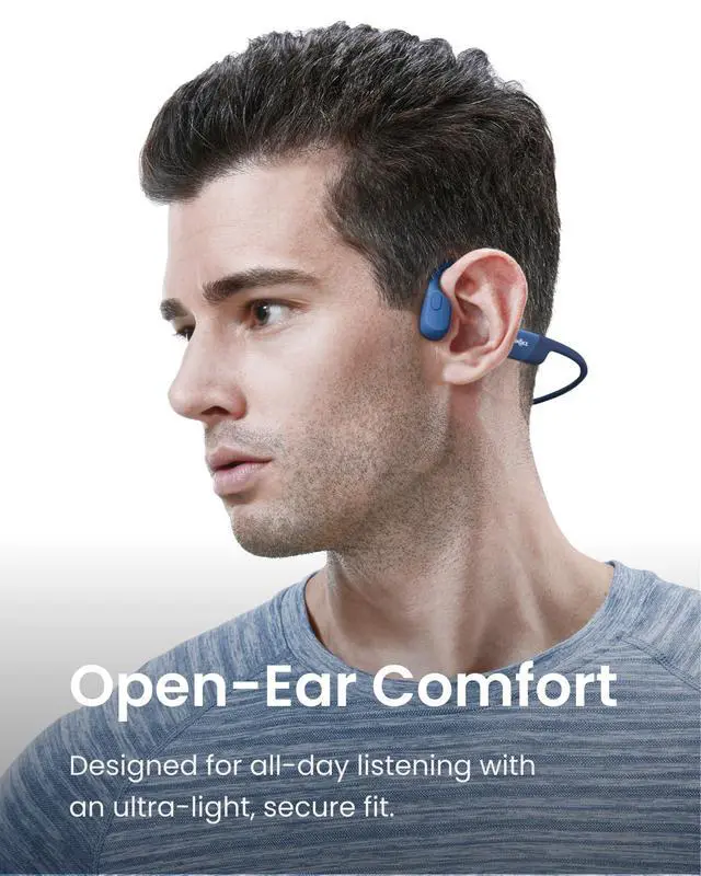 Alt view image 2 of 7 - OpenRun, Bone Conduction Headphones,Open-Ear Bluetooth Wireless Sport Headphones for Running & Workout,Sweat Resistant, Long 8H Playtime,Mic,Hair Band-Standard-Blue