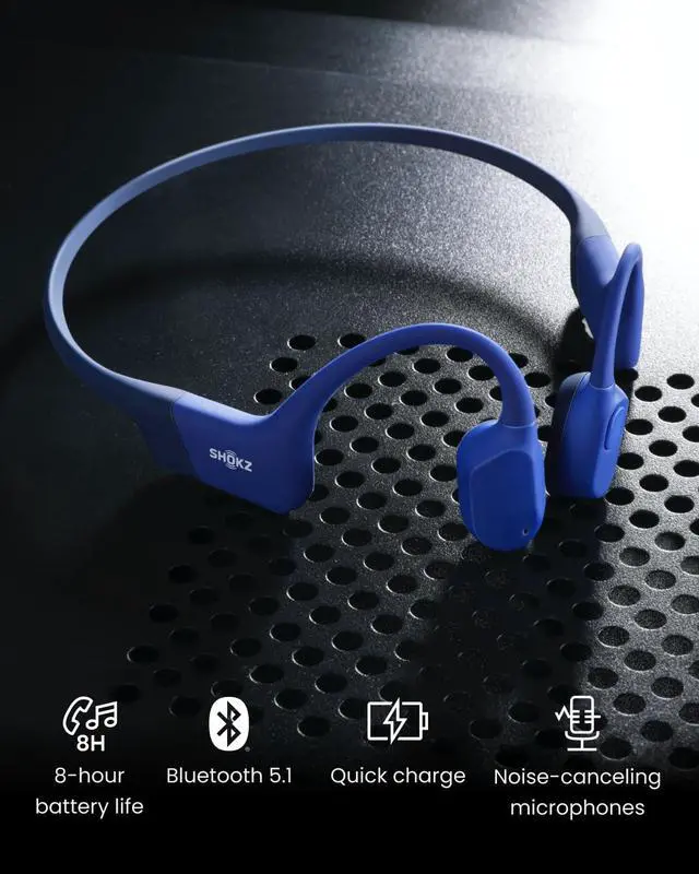 Alt view image 5 of 7 - OpenRun, Bone Conduction Headphones,Open-Ear Bluetooth Wireless Sport Headphones for Running & Workout,Sweat Resistant, Long 8H Playtime,Mic,Hair Band-Standard-Blue