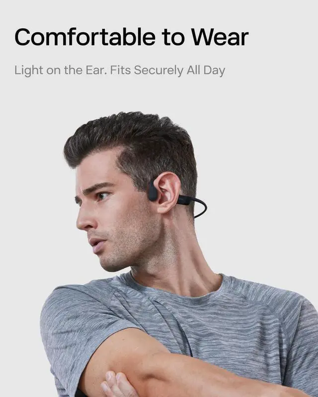 Alt view image 3 of 7 - OpenRun Mini-Bone Conduction Headphones,Open-Ear Bluetooth Wireless Sport Headphones for Running & Workout,Sweat Resistant, Long 8H Playtime,Mic,with Hair Band-Black