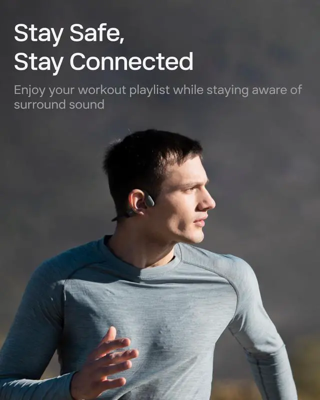 Alt view image 4 of 7 - OpenRun Mini-Bone Conduction Headphones,Open-Ear Bluetooth Wireless Sport Headphones for Running & Workout,Sweat Resistant, Long 8H Playtime,Mic,with Hair Band-Black