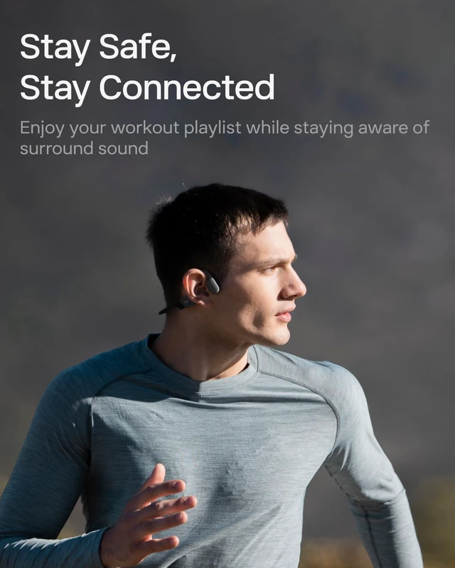 Alt view image 4 of 7 - OpenRun with USB-C Charging - Open-Ear Bluetooth Bone Conduction Sport Headphones - Sweat Resistant Wireless Earphones for Workouts and Running - Built-in Mic, with Hair Band - Standard - Black