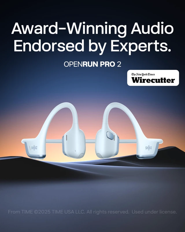 Alt view image 2 of 7 - OpenRun Pro 2 Mini Bone Conduction Bluetooth Sport Headphones,Blue Bundle with Reflective StripDualPitch premium soundOpen ear awareness; Smart Mic; IP55; 12H battery; Running/Cycling/Hiking