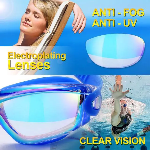 Alt view image 4 of 6 - Swim Goggles, 2 Pack Swimming Goggles for Adult Men Women Youth Kids Child