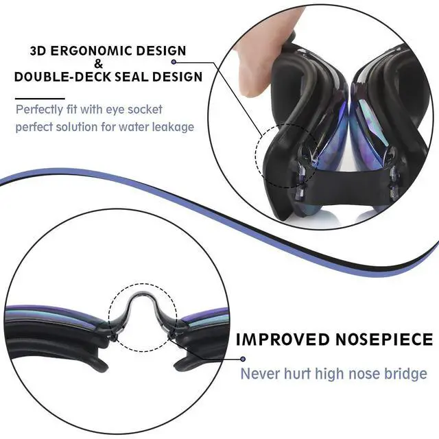 Alt view image 5 of 6 - Swim Goggles, 2 Pack Swimming Goggles for Adult Men Women Youth Kids Child