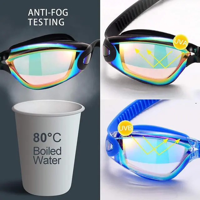 Alt view image 6 of 6 - Swim Goggles, 2 Pack Swimming Goggles for Adult Men Women Youth Kids Child