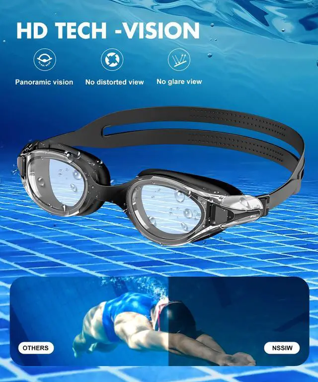 Alt view image 3 of 7 - Swim Goggles Adult Swimming-Goggles: Pool Goggles for Men and Women with Anti Fog UV400 Protection No Leak 3 Pack