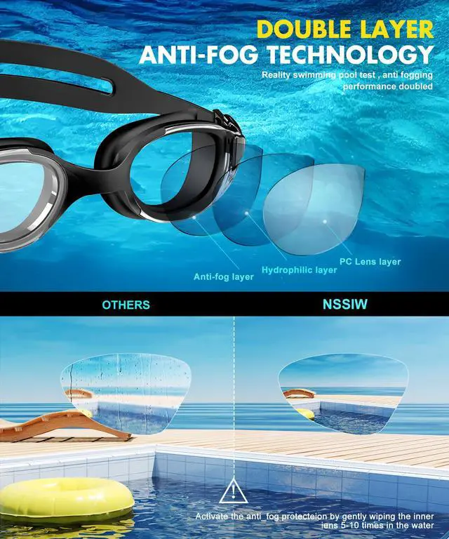 Alt view image 4 of 7 - Swim Goggles Adult Swimming-Goggles: Pool Goggles for Men and Women with Anti Fog UV400 Protection No Leak 3 Pack