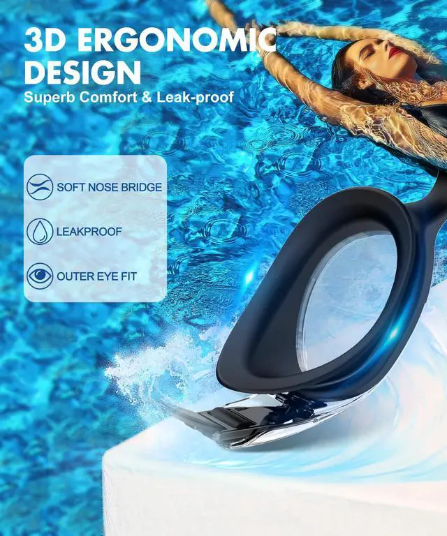 Alt view image 7 of 7 - Swim Goggles Adult Swimming-Goggles: Pool Goggles for Men and Women with Anti Fog UV400 Protection No Leak 3 Pack