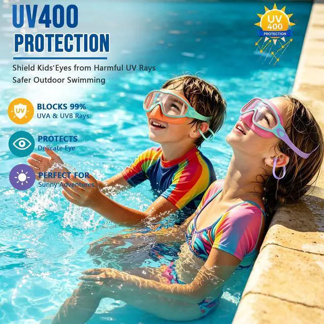 Alt view image 4 of 7 - 2 Pack Kids Swim Goggles with Nose Cover for Boys Girls 3-16, HD Wide View Anti Fog UV Protection Leakproof Swimming Goggles, Soft Silicone Tangle-Free Pool Goggles for Swim Lessons Beach Essentials