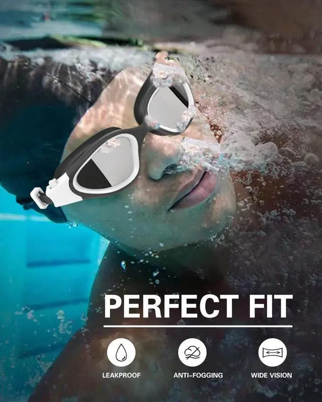 Alt view image 3 of 7 - Swim Goggles, Polarized Swimming Goggles Swimming Goggles for Men Women Adults,Anti Fog/UV Protection (Polarized + Mirror Silver)