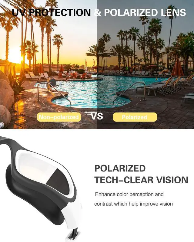 Alt view image 2 of 7 - Swim Goggles, Polarized Swimming Goggles Swimming Goggles for Men Women Adults,Anti Fog/UV Protection (Polarized + Mirror Silver)