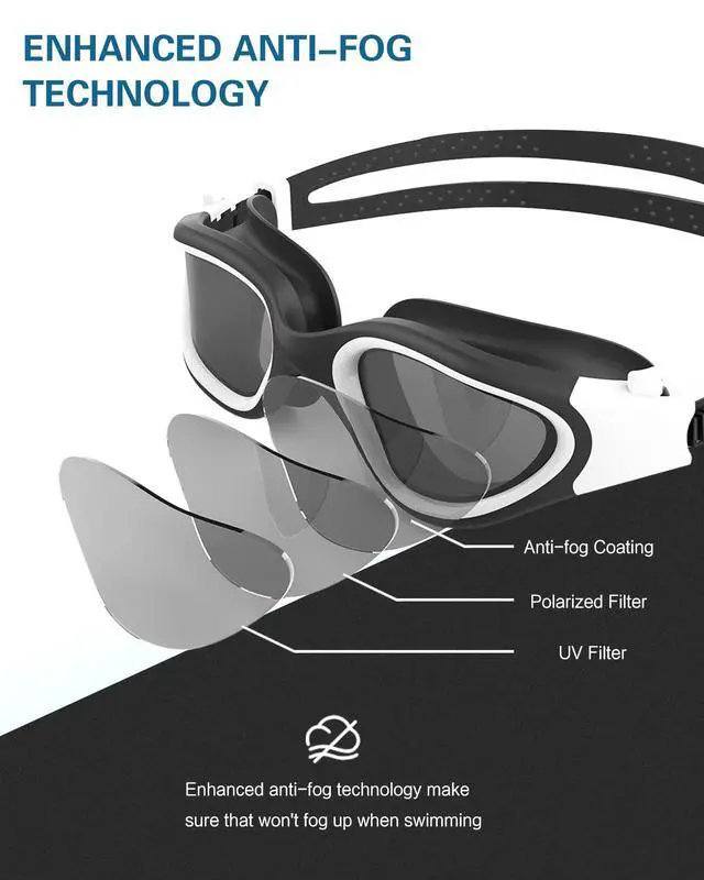 Alt view image 4 of 7 - Swim Goggles, Polarized Swimming Goggles Swimming Goggles for Men Women Adults,Anti Fog/UV Protection (Polarized + Mirror Silver)