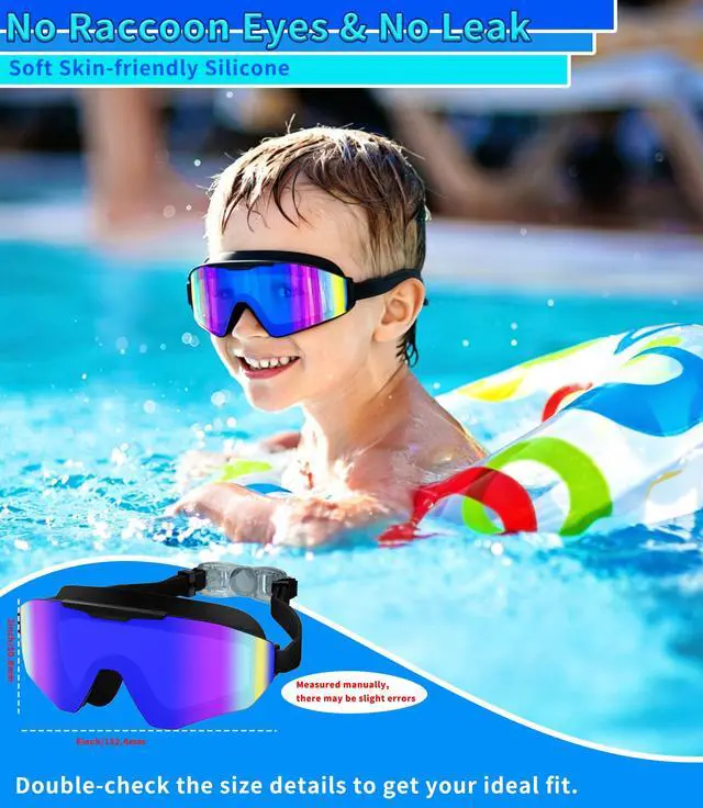 Alt view image 4 of 7 - Kids Swim Goggles 2 Pack for Suitable for Children aged 8 and Adults of Both Genders