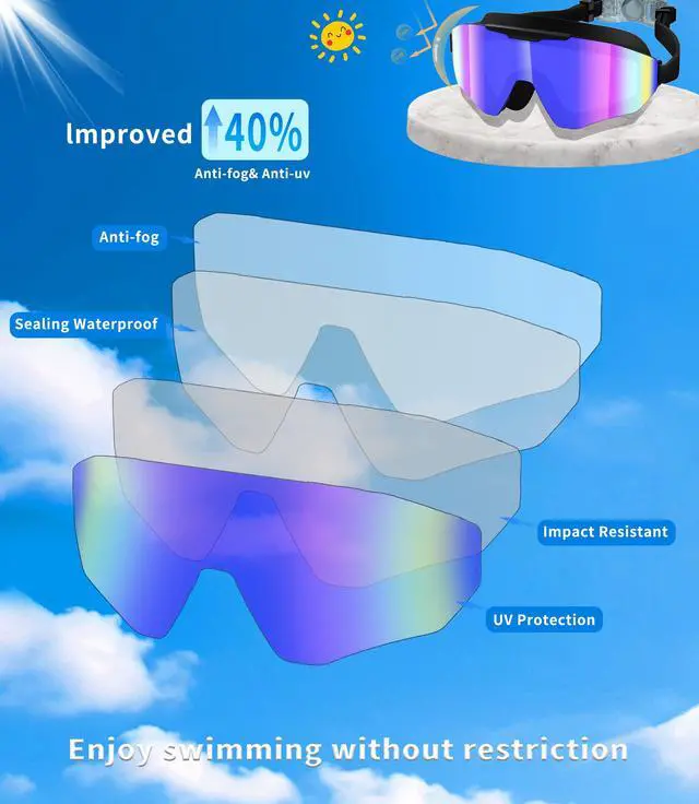 Alt view image 5 of 7 - Kids Swim Goggles 2 Pack for Suitable for Children aged 8 and Adults of Both Genders