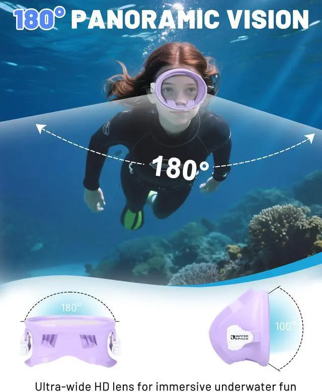 Alt view image 2 of 6 - Diving Mask Snorkeling Scuba Free Diving Swimming Goggles for Youth Adults Women Men HD Oval Tempered Glass Lens 180° Wide Clear Vision Anti Leak Swim Goggles Food-Grade Silicone