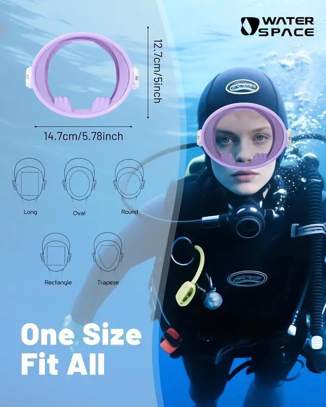 Alt view image 6 of 6 - Diving Mask Snorkeling Scuba Free Diving Swimming Goggles for Youth Adults Women Men HD Oval Tempered Glass Lens 180° Wide Clear Vision Anti Leak Swim Goggles Food-Grade Silicone