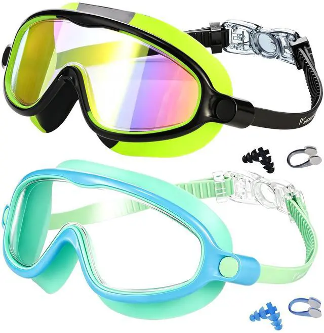 Main image of Swim Goggles 2 Pack Anti-Fog UV Protection Pool Water Kids Swimming Goggles for 3-15
