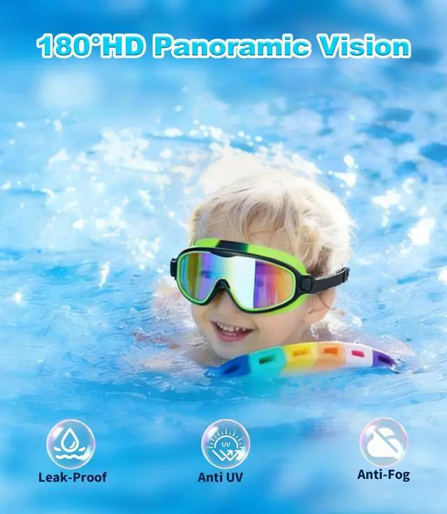 Alt view image 3 of 7 - Swim Goggles 2 Pack Anti-Fog UV Protection Pool Water Kids Swimming Goggles for 3-15