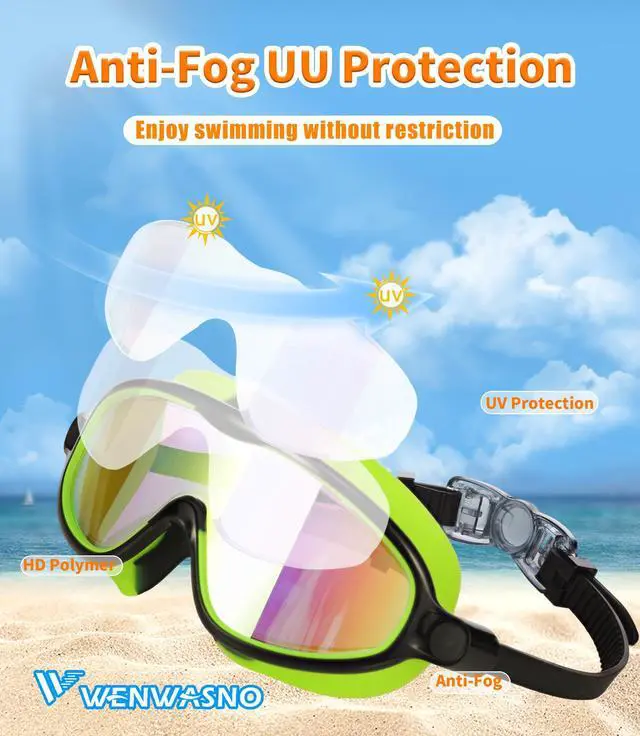 Alt view image 4 of 7 - Swim Goggles 2 Pack Anti-Fog UV Protection Pool Water Kids Swimming Goggles for 3-15