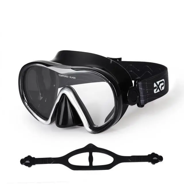 Main image of Scuba Diving Mask for Adults - Anti-Fog Swim Mask Wide View Swimming Goggles with Nose Cover Professional Tempered Glass Lens Snorkeling Goggles Gear with Fabric Strap for Men Women (Black)
