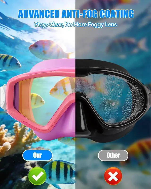 Alt view image 2 of 7 - Swim Goggles for Adults Kids - 220°Wide View Anti-Fog Goggles with Mesh Bag for Indoor Outdoor Pool Beach Swimming