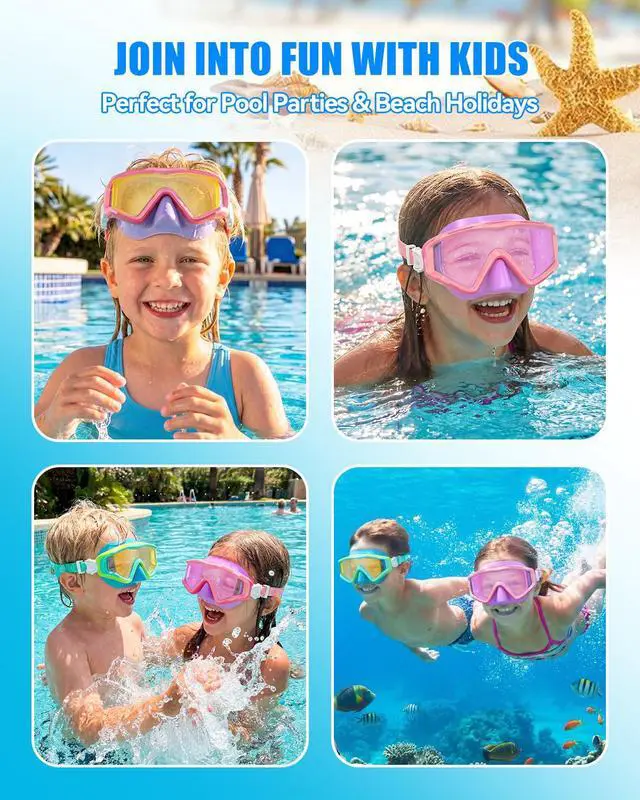 Alt view image 6 of 7 - Swim Goggles for Adults Kids - 220°Wide View Anti-Fog Goggles with Mesh Bag for Indoor Outdoor Pool Beach Swimming