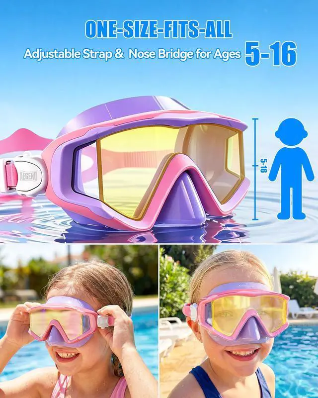 Alt view image 4 of 7 - Swim Goggles for Adults Kids - 220°Wide View Anti-Fog Goggles with Mesh Bag for Indoor Outdoor Pool Beach Swimming