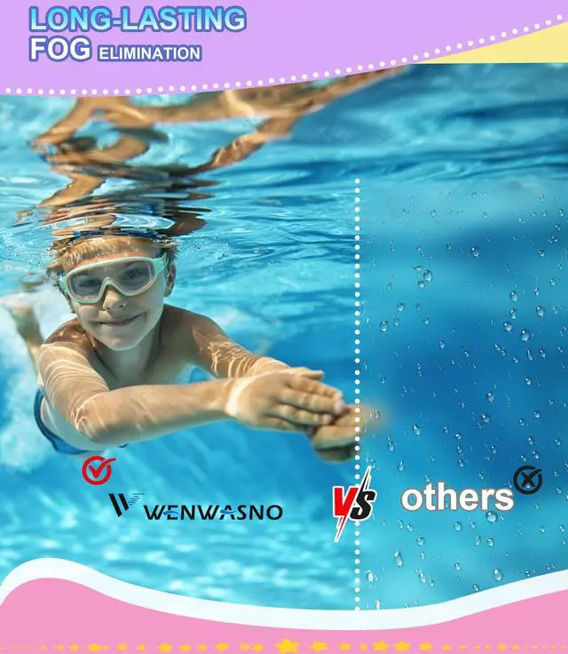 Alt view image 3 of 7 - kids Swim Goggles 2 Pack Anti-UV Anti-Fog Wide View Swimming Goggles for Kids 3-14