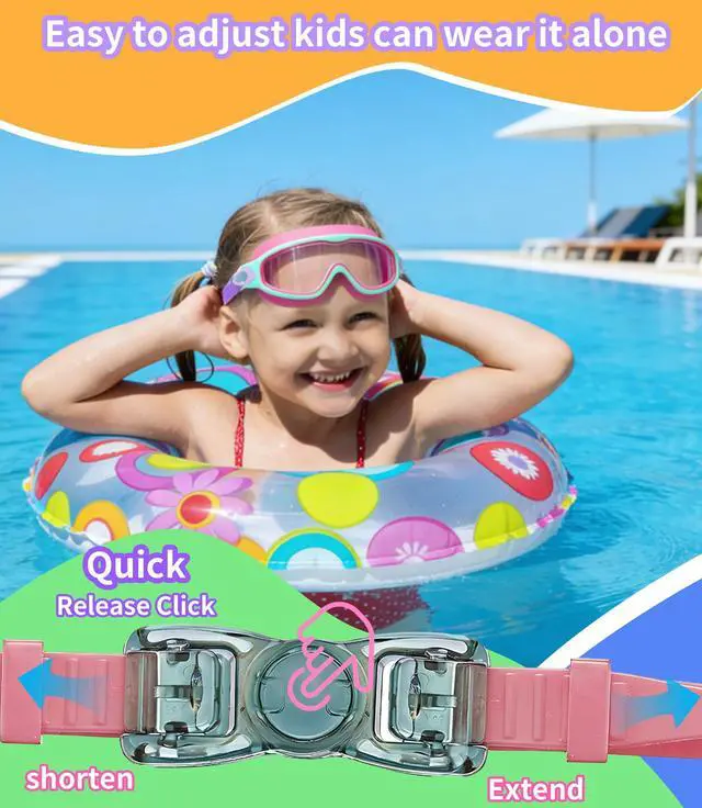 Alt view image 5 of 7 - kids Swim Goggles 2 Pack Anti-UV Anti-Fog Wide View Swimming Goggles for Kids 3-14