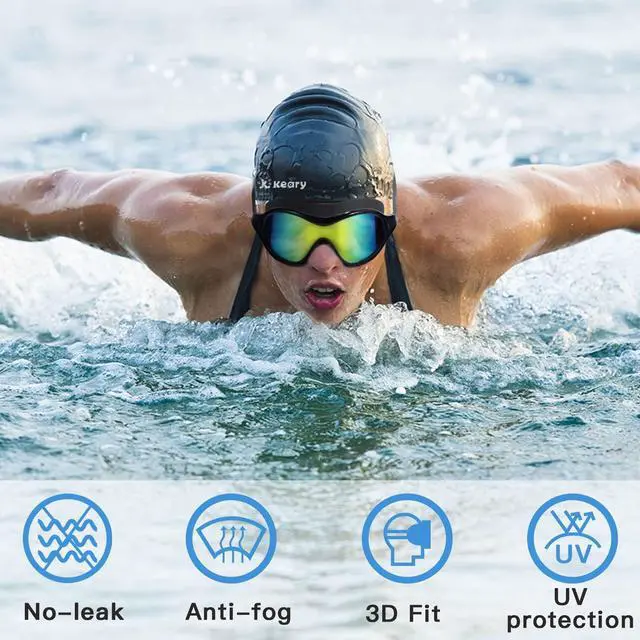 Alt view image 2 of 7 - 2 Pack Swimming Goggles Anti-fog Swim goggles for Adult Men Women Youth, UV Protection Waterproof Big Frame Clear Swim Goggles Pool Water Glasses Swim Mask, Underwater Goggles for Swimming