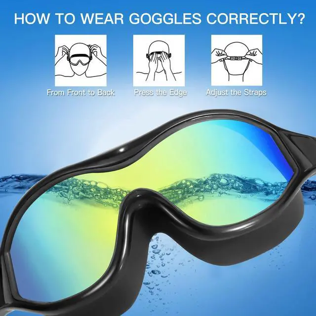 Alt view image 7 of 7 - 2 Pack Swimming Goggles Anti-fog Swim goggles for Adult Men Women Youth, UV Protection Waterproof Big Frame Clear Swim Goggles Pool Water Glasses Swim Mask, Underwater Goggles for Swimming