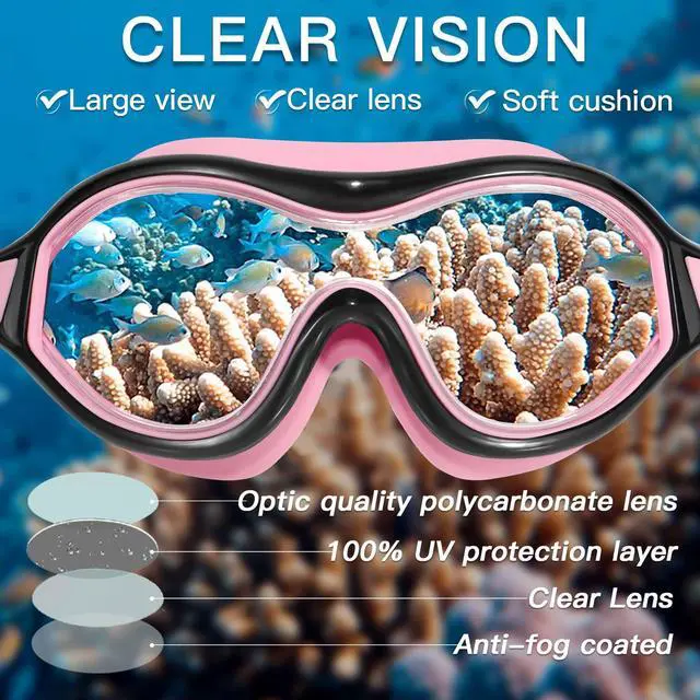 Alt view image 6 of 7 - 2 Pack Swimming Goggles Anti-fog Swim goggles for Adult Men Women Youth, UV Protection Waterproof Big Frame Clear Swim Goggles Pool Water Glasses Swim Mask, Underwater Goggles for Swimming