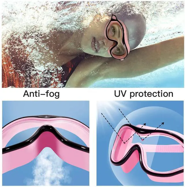 Alt view image 4 of 7 - 2 Pack Swimming Goggles Anti-fog Swim goggles for Adult Men Women Youth, UV Protection Waterproof Big Frame Clear Swim Goggles Pool Water Glasses Swim Mask, Underwater Goggles for Swimming