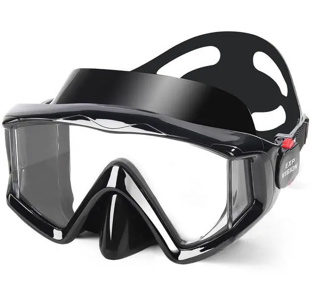 Main image of Pano 3-Window Snorkel Mask for Adults, Anti-Fog & Scratch-Resistant PC Lens Scuba Diving Mask, Wide View Swim Goggles with Liquid Silicone Skirt for Freediving, Swimming & Water Sports (Black)