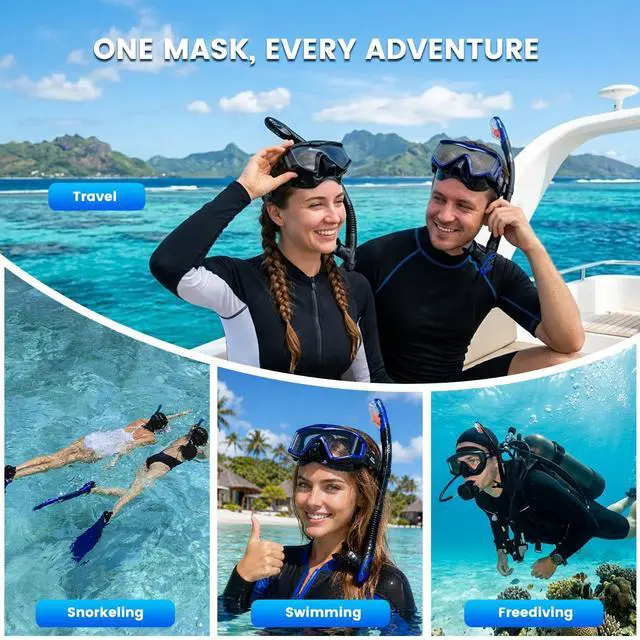 Alt view image 7 of 7 - Pano 3-Window Snorkel Mask for Adults, Anti-Fog & Scratch-Resistant PC Lens Scuba Diving Mask, Wide View Swim Goggles with Liquid Silicone Skirt for Freediving, Swimming & Water Sports (Black)