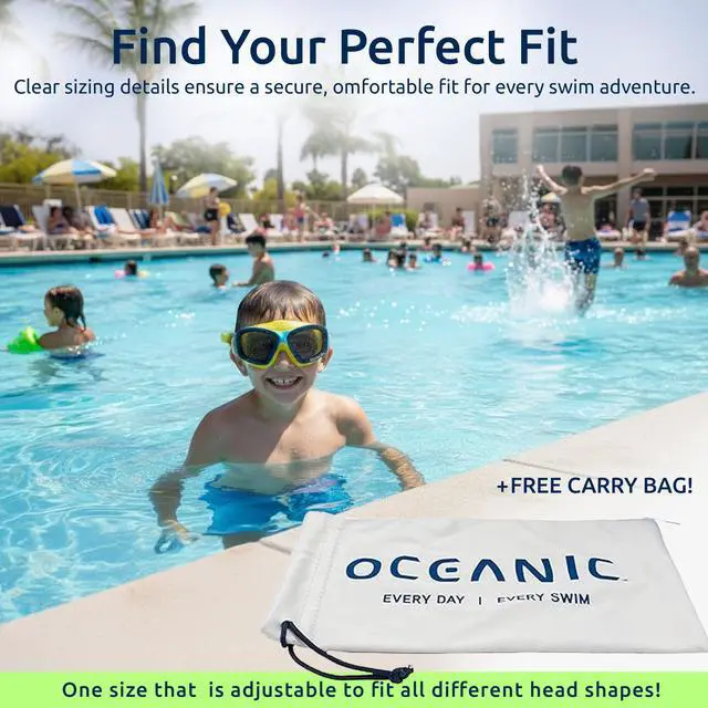 Alt view image 6 of 6 - Kids Swim Mask for Ages 3-8, Wide View Swim Goggles with Anti-Fog Lenses, Comfortable Junior Swimming Mask with Adjustable Strap, Youth Mask for Pool & Beach