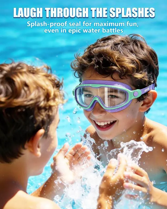 Alt view image 4 of 7 - Swim Goggles 2PCS Wider Vision Swimming Goggles for Kids 3-14 (Pink & Purple)