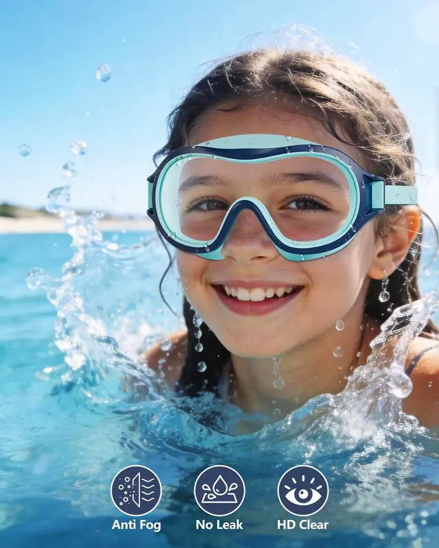 Alt view image 2 of 7 - Pack Swim goggles for Kids 3-15, Anti-Fog Anti-UV Wide Vision Waterproof, No leak Swimming goggles for Boys Girls