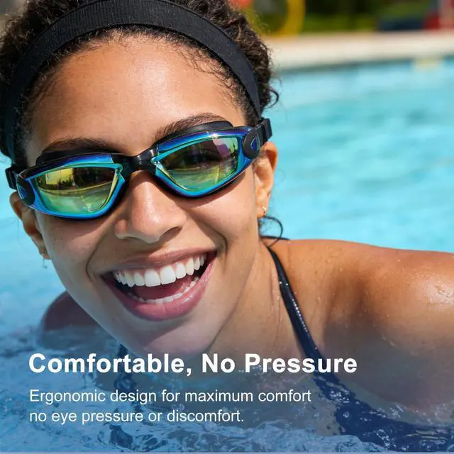 Alt view image 2 of 7 - Swim Goggles, Adult Swimming Goggles Anti Fog No Leaking Full Protection for Men Women Youth