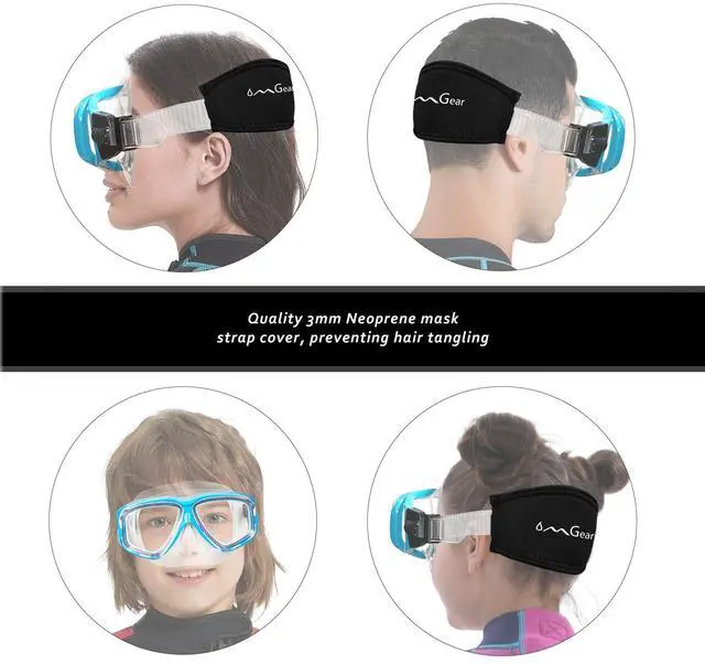 Alt view image 4 of 6 - Diving Mask Swim Mask Snorkel Mask Swimming Goggles with Nose Cover Junior Adult Snorkeling Gear for Scuba Free Diving Spearfishing Neoprene Strap (Aqua)