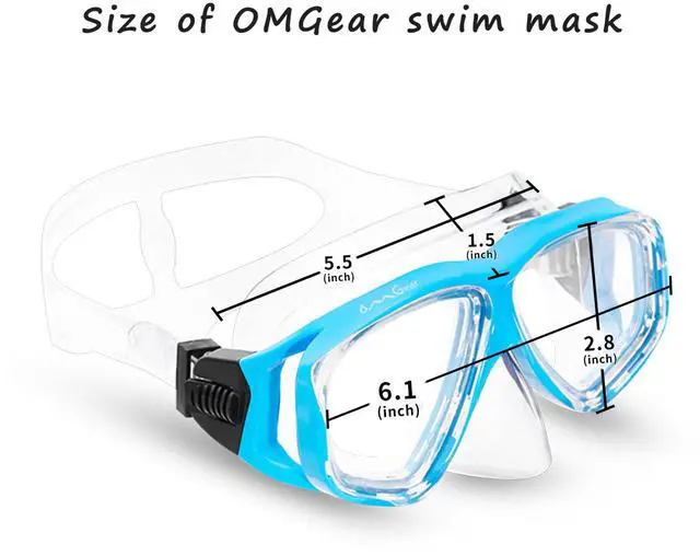 Alt view image 6 of 6 - Diving Mask Swim Mask Snorkel Mask Swimming Goggles with Nose Cover Junior Adult Snorkeling Gear for Scuba Free Diving Spearfishing Neoprene Strap (Aqua)