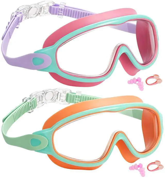 Main image of kids Swim Goggles 2 Pack Anti-UV Anti-Fog Wide View Swimming Goggles for Kids 3-14