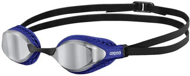 Main image of Unisex Adult Air-Speed Anti-Fog Racing Swim Goggles for Men and Women Special Air Seals Technology Mirror Lens, Silver/Blue