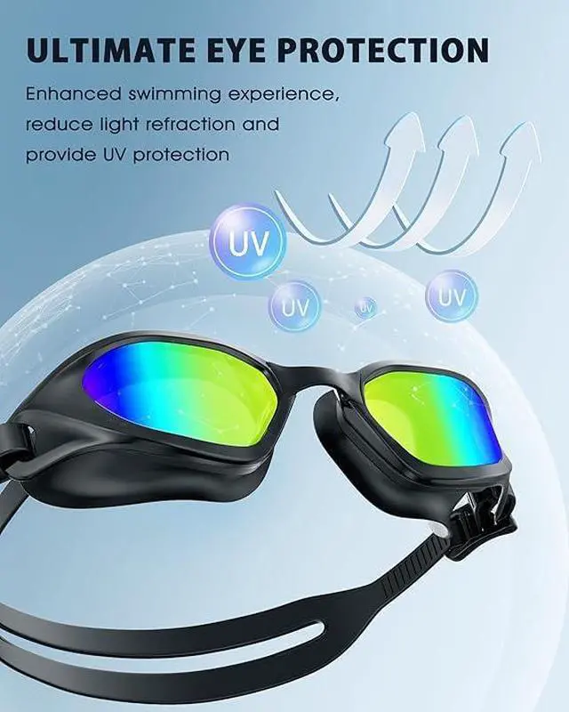 Alt view image 3 of 7 - Swim Goggles, 2 Pack Swimming Goggles Anti Fog No Leaking UV Protection Wide View For Adult Women Men Youthblue & pink