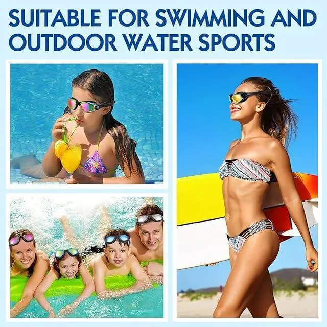 Alt view image 5 of 7 - Swim Goggles, 2 Pack Swimming Goggles Anti Fog No Leaking UV Protection Wide View For Adult Women Men Youthblue & pink