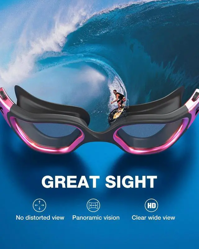 Alt view image 5 of 7 - Swim Goggles, G1 ULTRA Photochromic Polarized Swimming Goggles for Men Women Adult, UV Protection Leakproof Easy Adjustable Strap for Indoor Outdoor Swimming (Polarized + Pink)