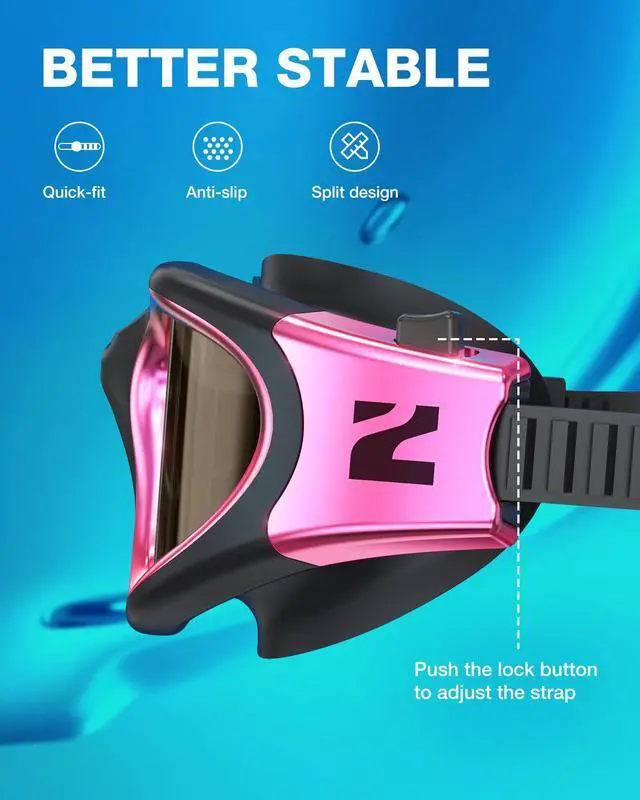 Alt view image 6 of 7 - Swim Goggles, G1 ULTRA Photochromic Polarized Swimming Goggles for Men Women Adult, UV Protection Leakproof Easy Adjustable Strap for Indoor Outdoor Swimming (Polarized + Pink)
