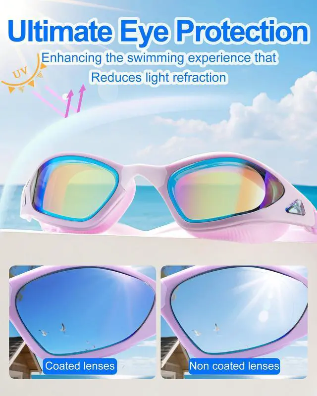 Alt view image 4 of 7 - Swim Goggles Anti-Fog UV Protection Leak-Proof Swimming Goggles for Men Women Teens Adults Pool Swim Glasses,Suitable for Indoor/Outdoor Swimming