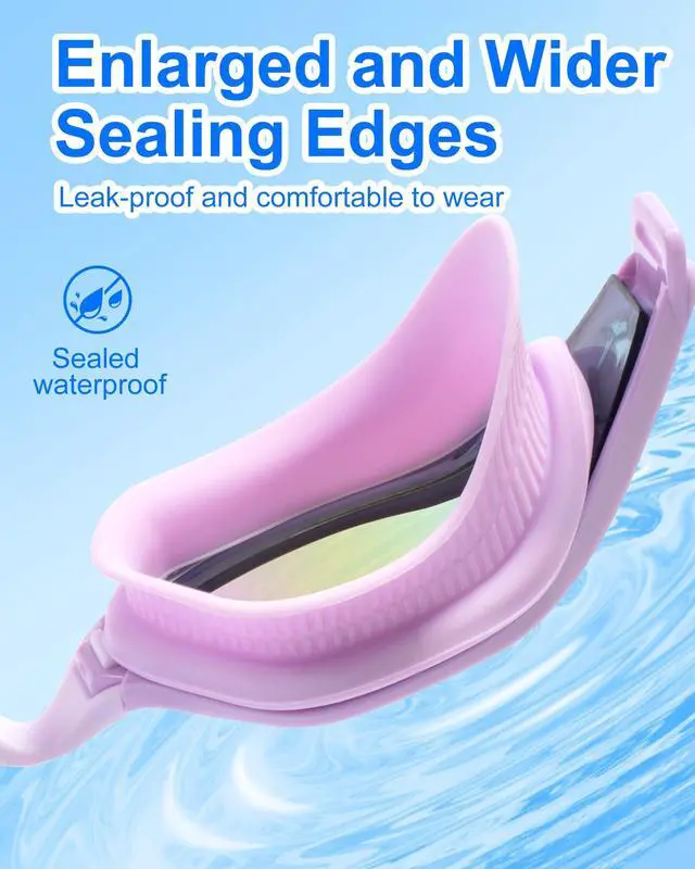 Alt view image 7 of 7 - Swim Goggles Anti-Fog UV Protection Leak-Proof Swimming Goggles for Men Women Teens Adults Pool Swim Glasses,Suitable for Indoor/Outdoor Swimming